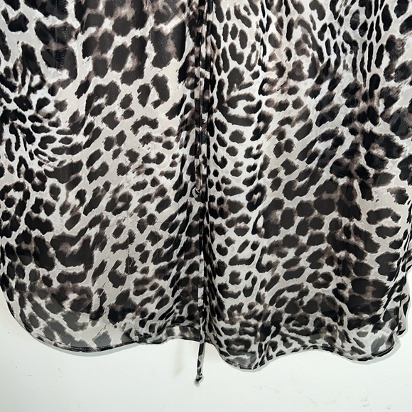 Vince Camuto Sz 10 Leopard Print Button Down Dress Elastic Drawstring Waist - Picture 5 of 12